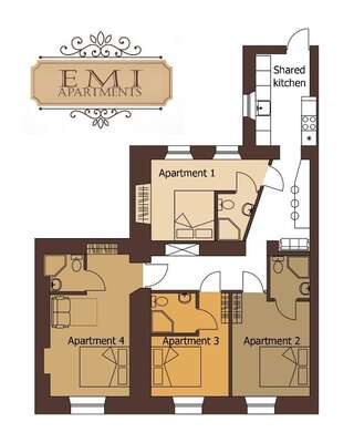 Апарт-отели Emi apartment Вильнюс Двухместный номер с 1 кроватью и собственной ванной комнатой-25